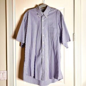 Byron and Poole Blue & White Striped Short Sleeve Cotton Shirt